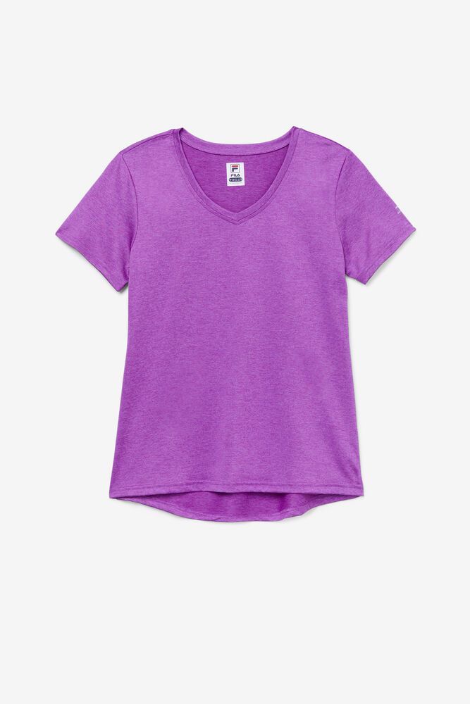 Fila Pickleball Silky V-neck T-Shirt Purple - Womens - 35086LQXV